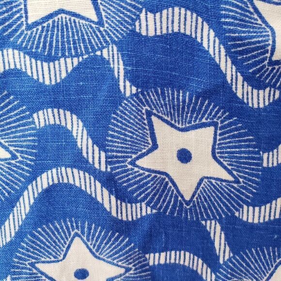 Boden Star Print Blue White 100% Linen Dress Size 4 Petite July 4th Patriotic - Picture 5 of 9